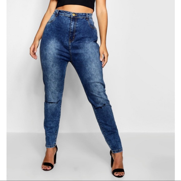 Boohoo Pants - High Waisted Acid Wash Jeans